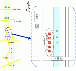 蟹江川水辺スポットの西側の図