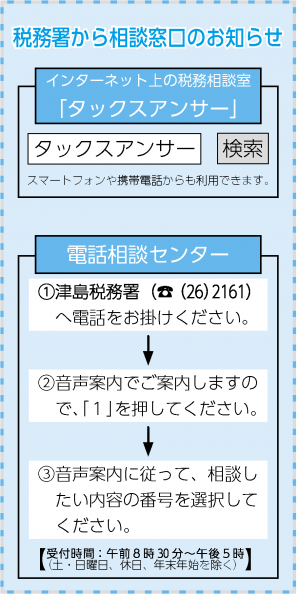 税務署から相談窓口のお知らせ