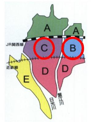 ごみの回収地域Ｂ・Ｃ
